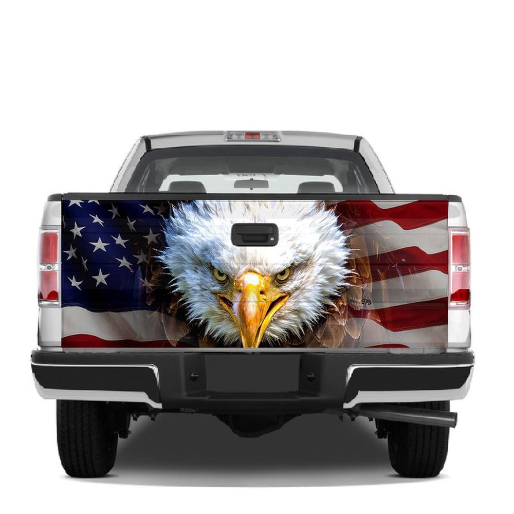 Military Car Wrap, Eagle America Printed Tailgate Wrap, Patriotic Day Police Gift, Patriotic Decal Gift Idea