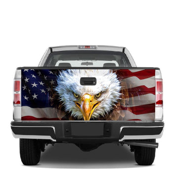 Military Car Wrap, Eagle America Printed Tailgate Wrap, Patriotic Day Police Gift, Patriotic Decal Gift Idea