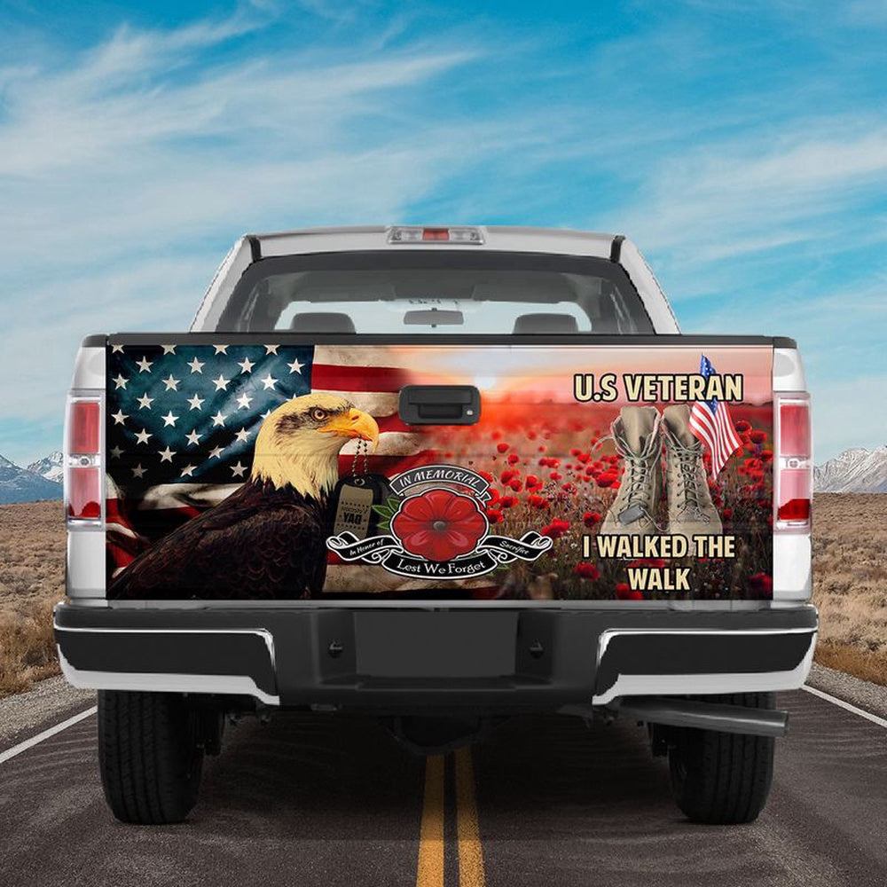 Military Car Wrap, Eagle American In Memorial Us Veteran I Walked The Walk Truck Tailgate Wrap Decal Tailgate Sticker