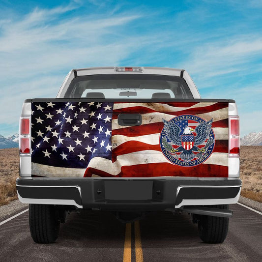 Military Car Wrap, Eagle American Patriotic Day Decal, Police Truck Tailgate Wrap, Patriotic Day Dad Truck Decor