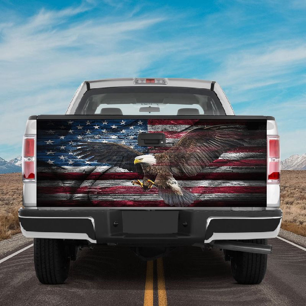 Military Car Wrap, Eagle American Printed Tailgate Wrap, Patriotic Day Truck Decor Fathers Day Gift