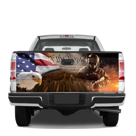 Military Car Wrap, Eagle Veteran American Honor The Title Tailgate Wrap We The People Vinyl Decal