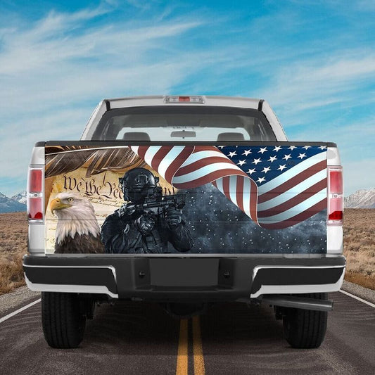 Military Car Wrap, Eagle Veteran American Tailgate Wrap Decal  We The People Decal Sticker Veteran Gift Truck Decor