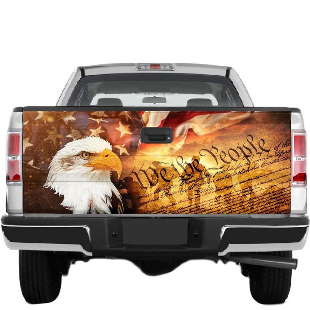 Military Car Wrap, Eagle We The People American Flag Tailgate Wrap Decal American Veteran Military Car Accessories