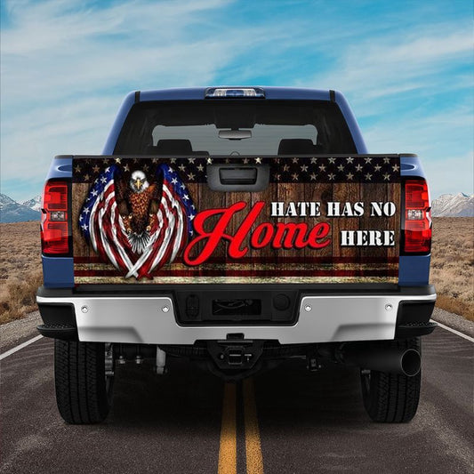 Military Car Wrap, Hate Has No Home Here Truck Tailgate Decal Eagl3 American Patriotic Flag
