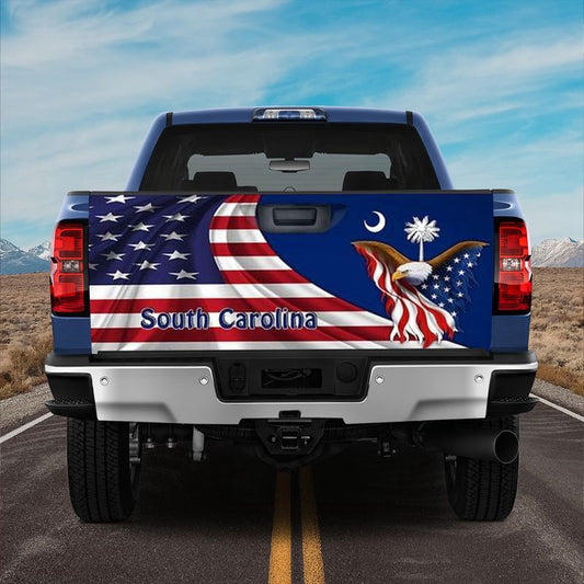 Military Car Wrap, South Carolina Eagle Truck Tailgate Decal American Flag South Caroline Pride