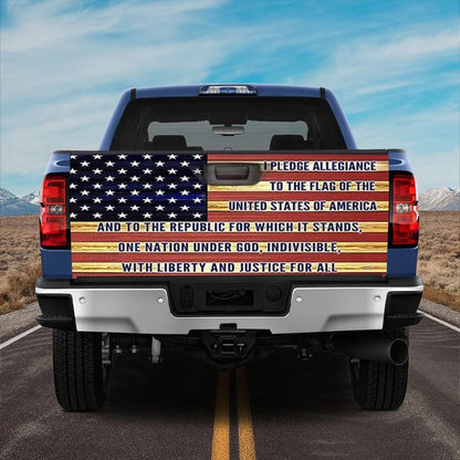 Military Car Wrap, The Pledge Of Allegiance Truck Tailgate Decal Wood Print Usa Flag