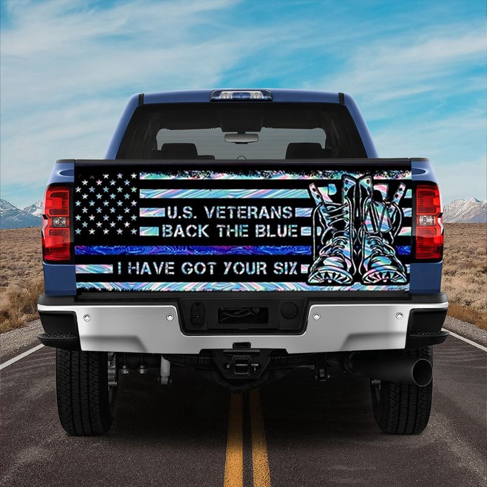Military Car Wrap, U.s. Vet3ran Back The Blue Truck Tailgate Decal Sticker Wrap Family Gift Back The Blue
