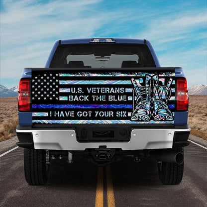 Military Car Wrap, U.s. Vet3ran Back The Blue Truck Tailgate Decal Sticker Wrap Family Gift Back The Blue