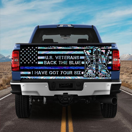 Military Car Wrap, U.s. Vet3ran Back The Blue Truck Tailgate Decal Sticker Wrap Family Gift Back The Blue