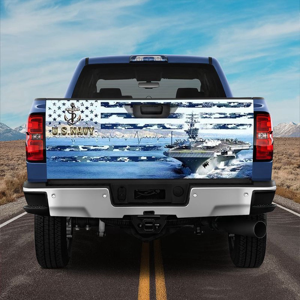Military Car Wrap, U.s.navy Aircraft Carrier Truck Tailgate Sticker Camo Usa Flag