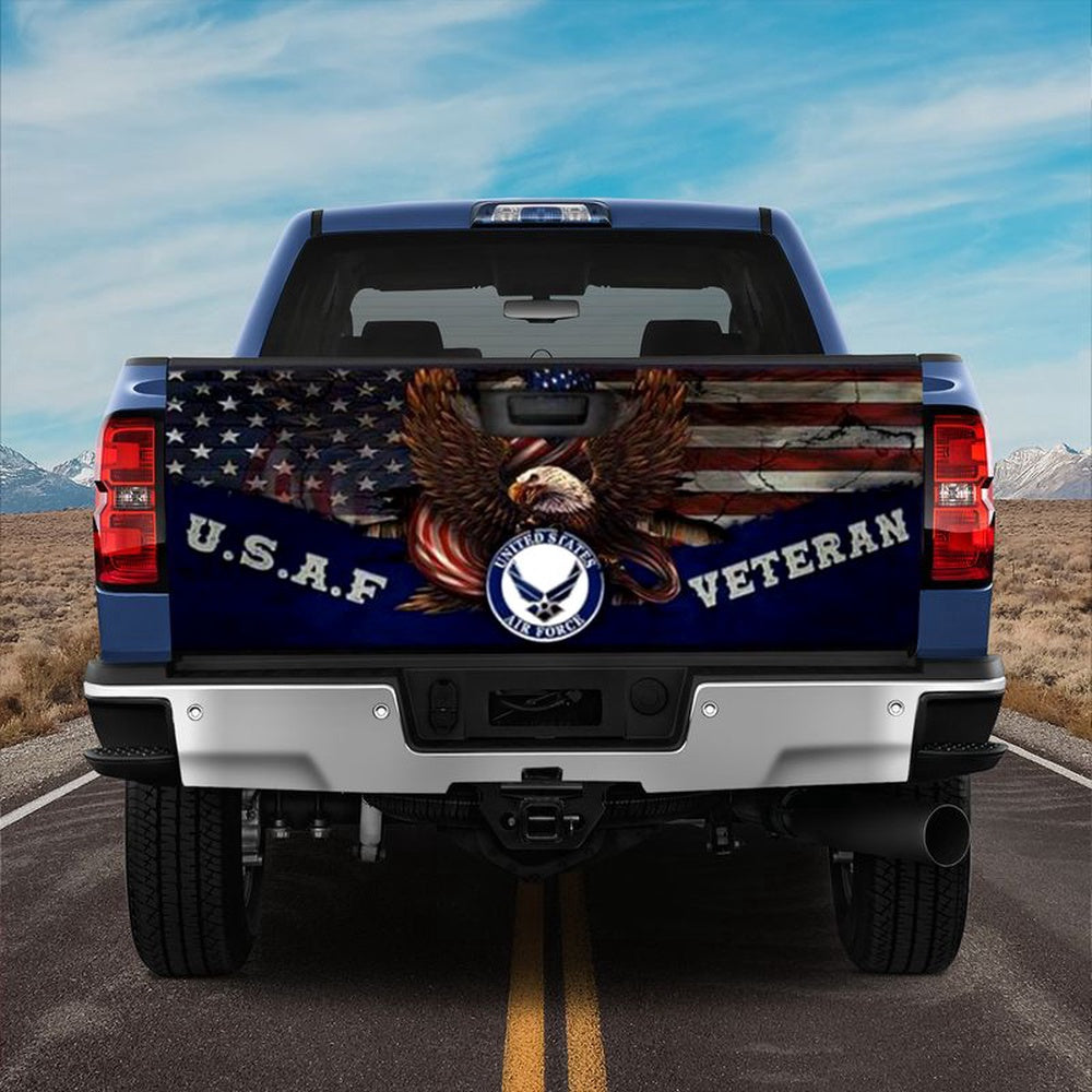 Military Car Wrap, U.s Air Force Vetern Truck Tailgate Decal Proud Vetean America Flag