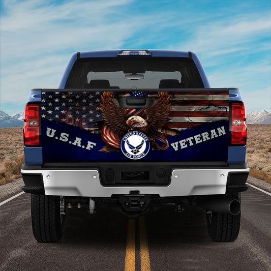 Military Car Wrap, U.s Air Force Vetern Truck Tailgate Decal Proud Vetean America Flag