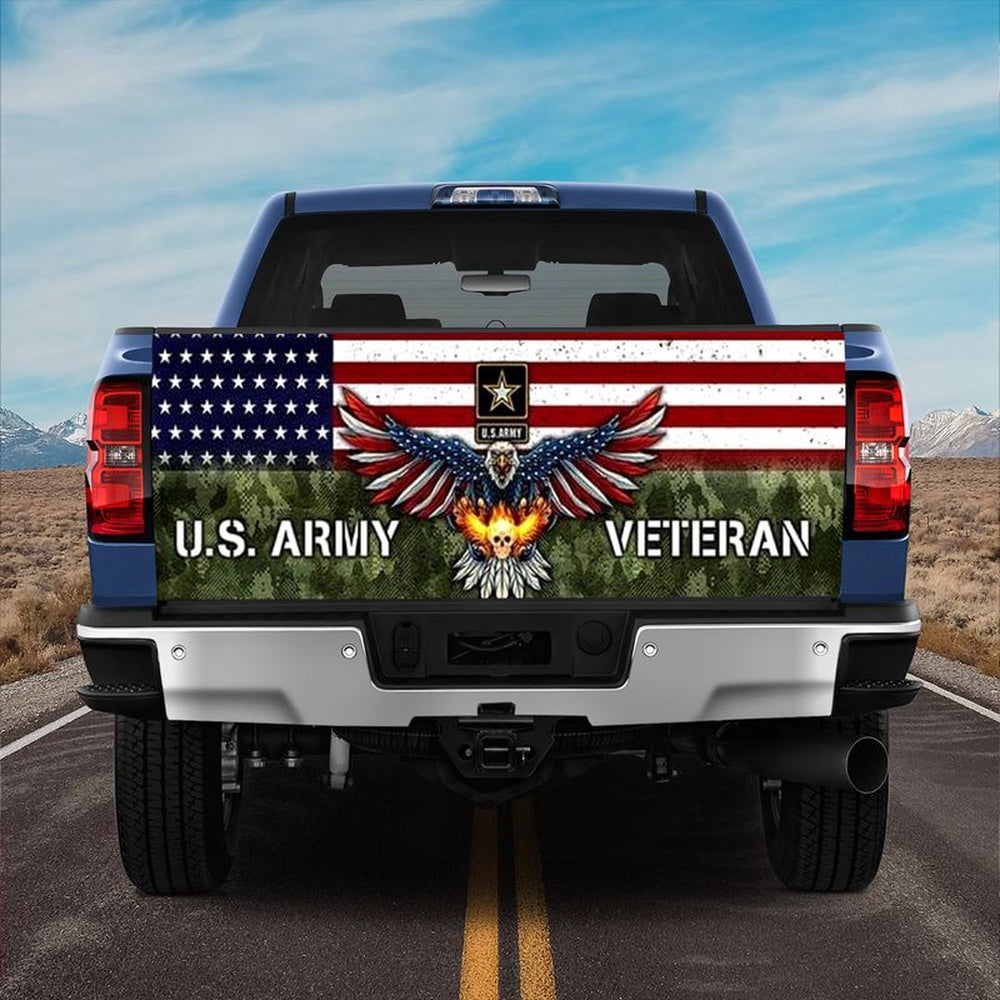 Military Car Wrap, United States Army Vetern Truck Tailgate Decal American Hero Flag