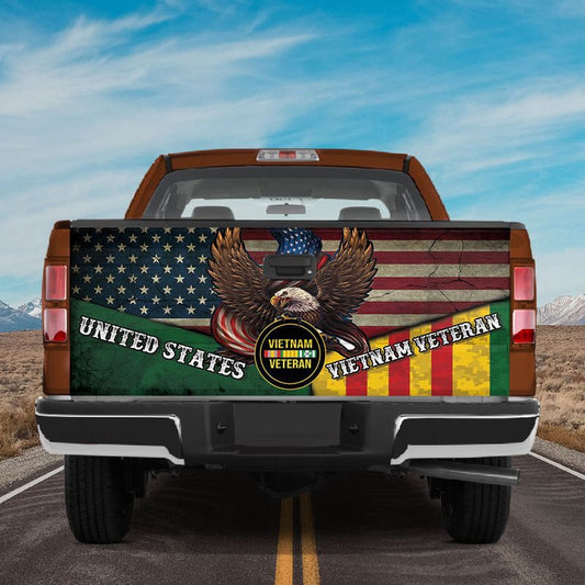 Military Car Wrap, United States Vietnam Veteran Truck Tailgate Wrap American Eagle Car Tailgate Decal Car Accessories
