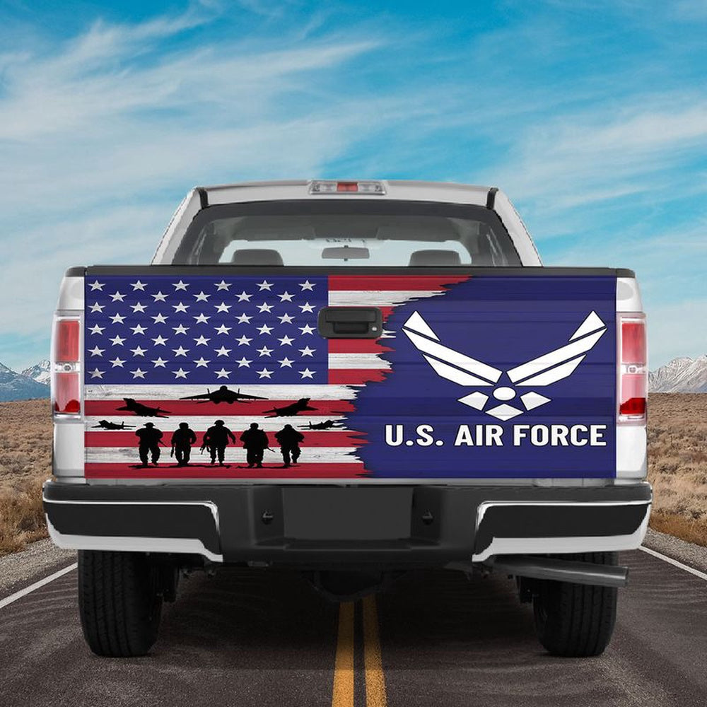 Military Car Wrap, Us Air Force Veteran Soldier Tailgate Wrap Decal Truck Decoration Patriot Gift Grandpa Daddy Gift