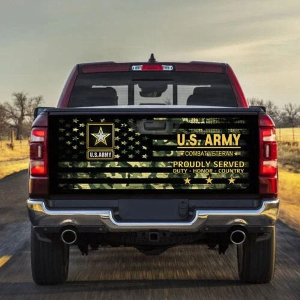 Military Car Wrap, Us Army Combat Vetern Truck Tailgate Decal Proudly Served People