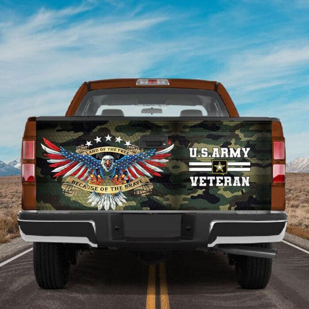 Military Car Wrap, Us Army Veteran Eagle Camouflage Truck Tailgate Decal Sticker Wrap Memorial Day Freedom Day Decor