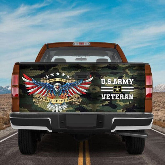 Military Car Wrap, Us Army Veteran Eagle Camouflage Truck Tailgate Decal Sticker Wrap Memorial Day Freedom Day Decor