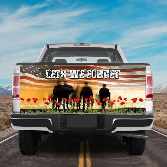 Military Car Wrap, Us Flag Veteran Truck Tailgate Wrap Veteran Memorial Lets We Forget Poppy Flower Remembrance Day