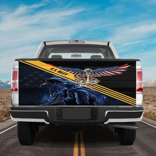 Military Car Wrap, Us Navy Tailgate Wrap Decal Eagle Veteran Marine Truck Tailgate Vinyl Graphic Decal