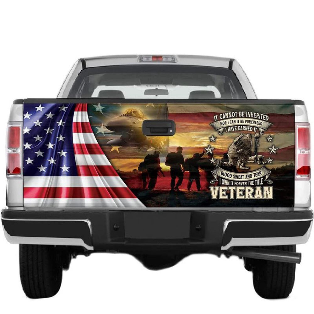 Military Car Wrap, Us Veterans Memorial Day Fallen Warrior Sunset American Truck Tailgate Wrap Decal Freedom Day Decoration