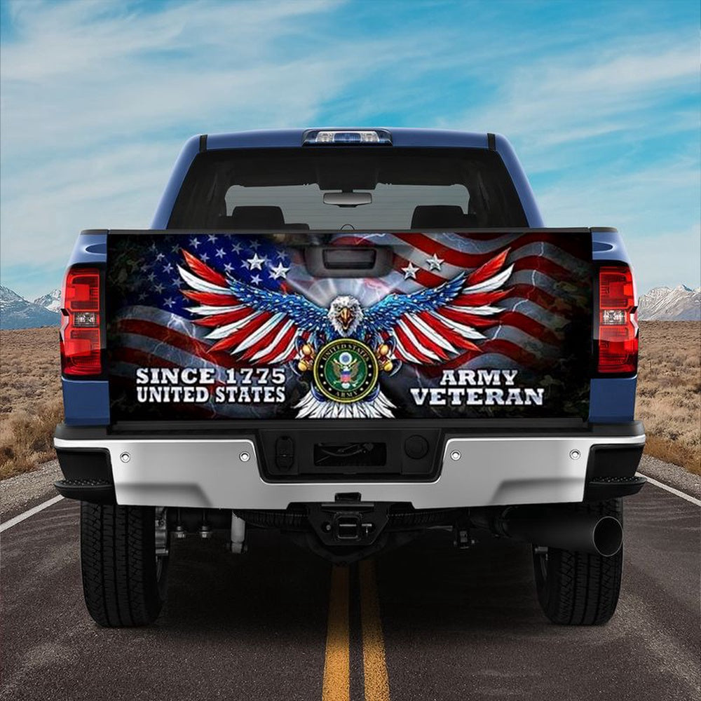 Military Car Wrap, Us army Truck Tailgate Decal Since 1775 Eagle Flying American Flag