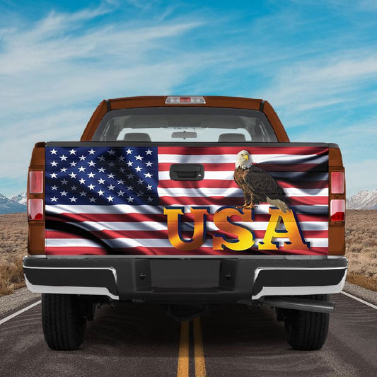 Military Car Wrap, Usa American Flag Tailgate Wrap Eagle Flag Independence Tailgate Decals For Trucks Vinyl Graphic