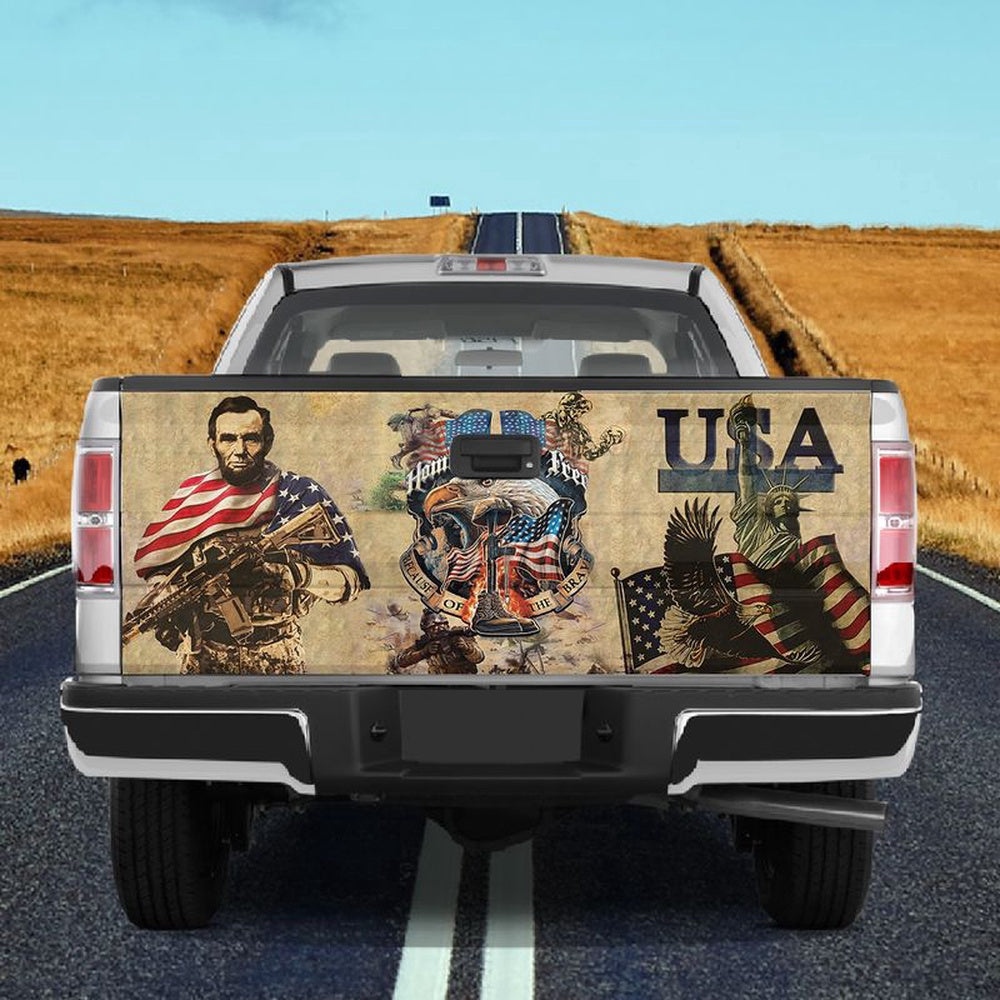 Military Car Wrap, Usa Liberty Statue Home Of The Free Tailgate Wrap American Because Of The Brave