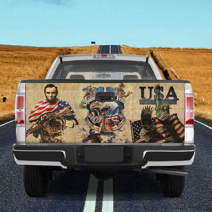 Military Car Wrap, Usa Liberty Statue Home Of The Free Tailgate Wrap American Because Of The Brave