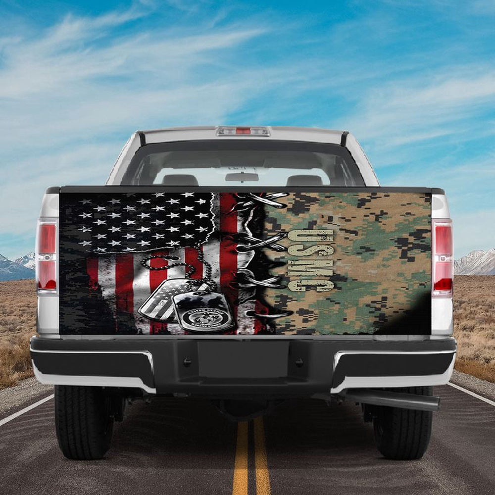 Military Car Wrap, Usmc Tailgate Wrap American Veteran Tailgate Cover American Flag Tailgate Cover Car Decoration