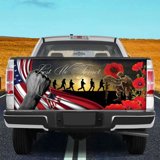 Military Car Wrap, Veteran American Truck Tailgate Decal Us Veteran Lest We Forget Tailgate Vinyl Decal Remembrance Day