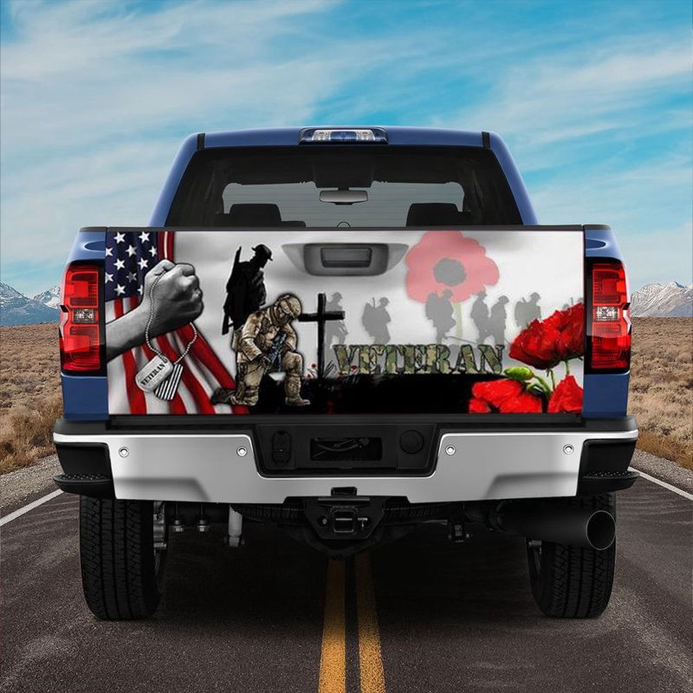 Military Car Wrap, Veteran Lest We Forget Truck Tailgate Decal Solder Holiday Truck Decor Gift