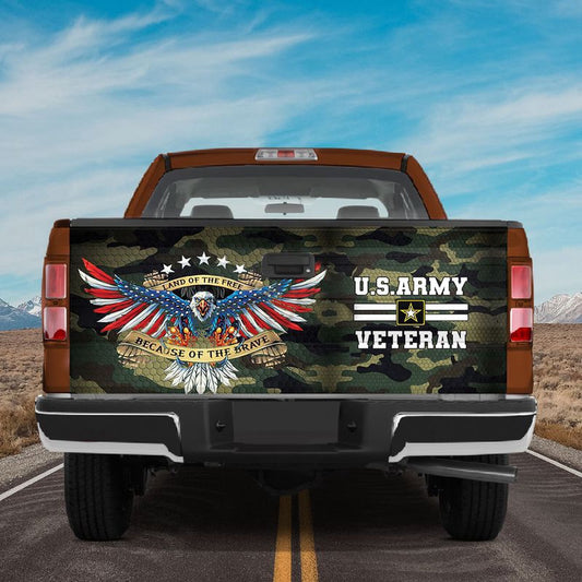 Military Car Wrap, Veteran Of The United States Army Truck Tailgate Wrap American Eagle Tailgate Mural Car Decor