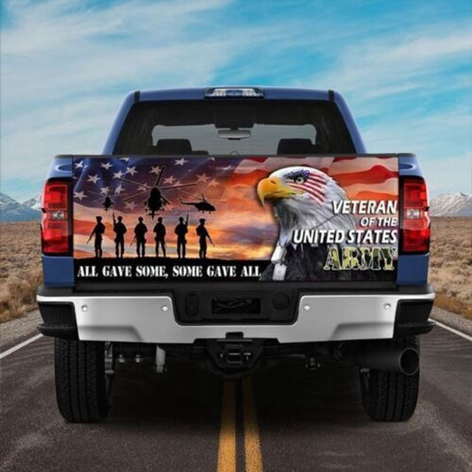 Military Car Wrap, Veteran Of The United States Eagle American Truck Tailgate Decal Sticker Wrap Remembrance Day Decor