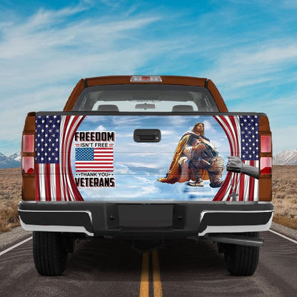 Military Car Wrap, Veteran Truck Tailgate Decal Wrap Freedom Isn’t Free Tailgate Sticker Patriotic Car Decorations
