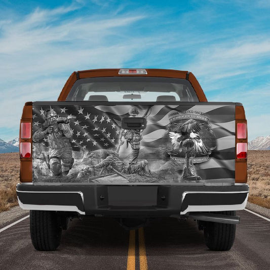 Military Car Wrap, Veteran Us Army Vintage Graphic Tailgate Wrap Fallen Warriors Truck Decal Car Accessories