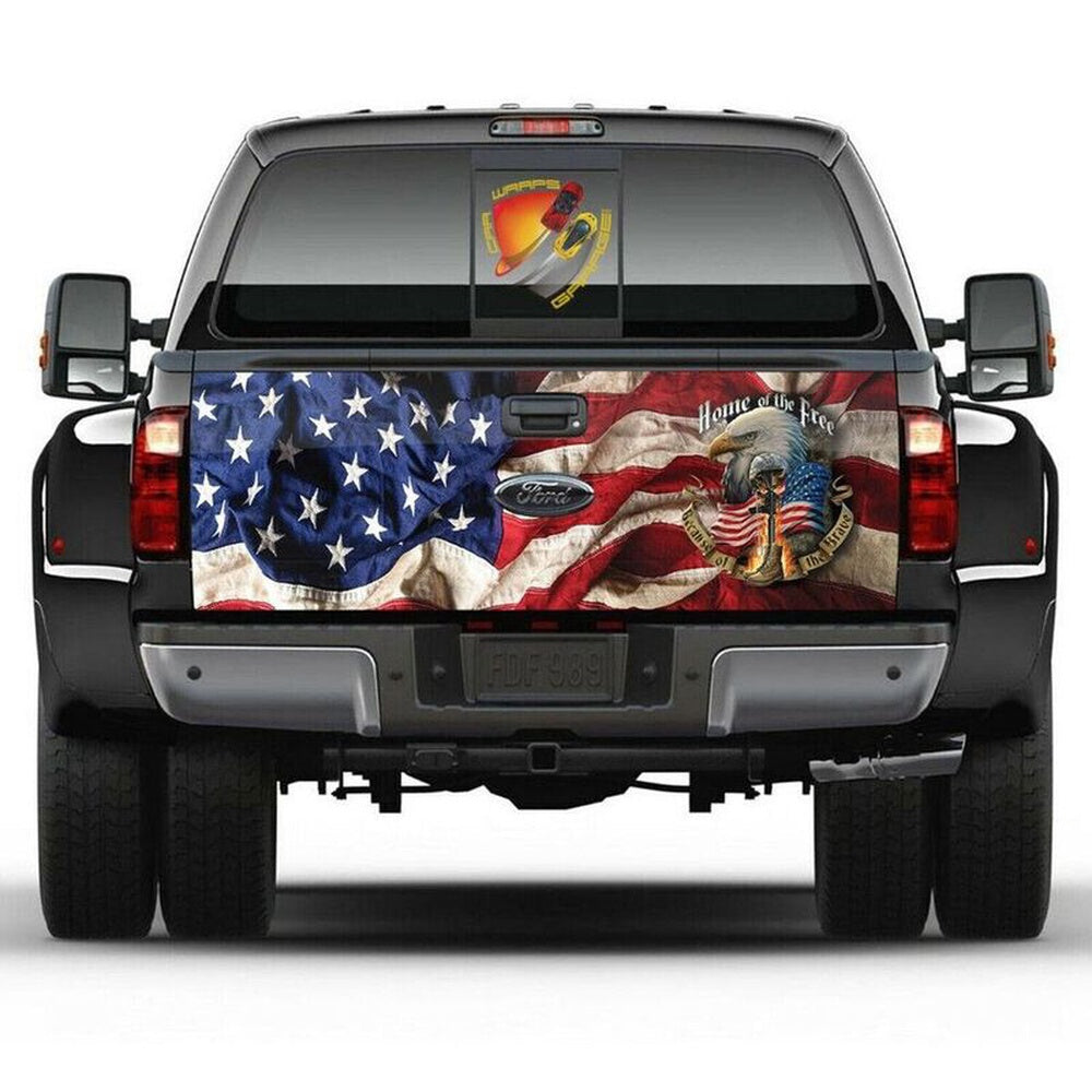 Military Car Wrap, Veterans Patriotic Us Eagle Tailgate Wrap Decal Freedom Day Memorial Day Gift