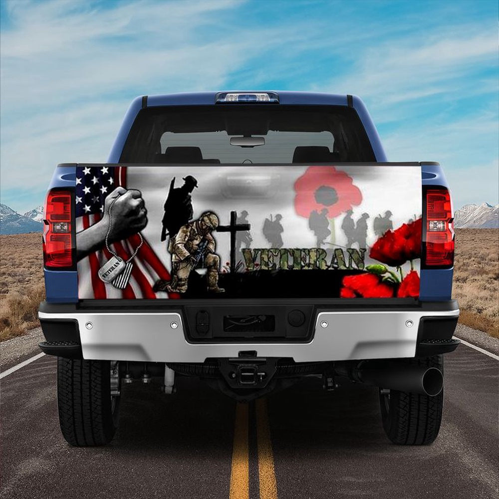 Military Car Wrap, Vetern Lest We Forget Truck Tailgate Decal Sticker Wrap American Hero Flag