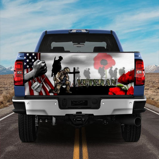 Military Car Wrap, Vetern Lest We Forget Truck Tailgate Decal Sticker Wrap American Hero Flag