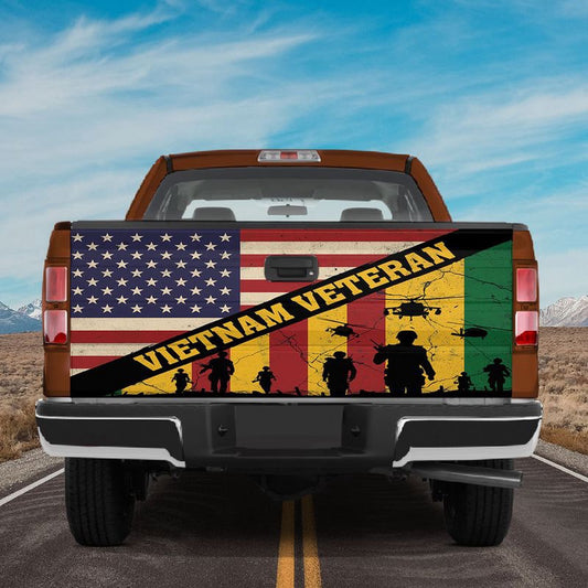 Military Car Wrap, Vietnam Veteran Truck Tailgate Wrap American Flag Tailgate Vinyl Graphic Wrap Car Decorations