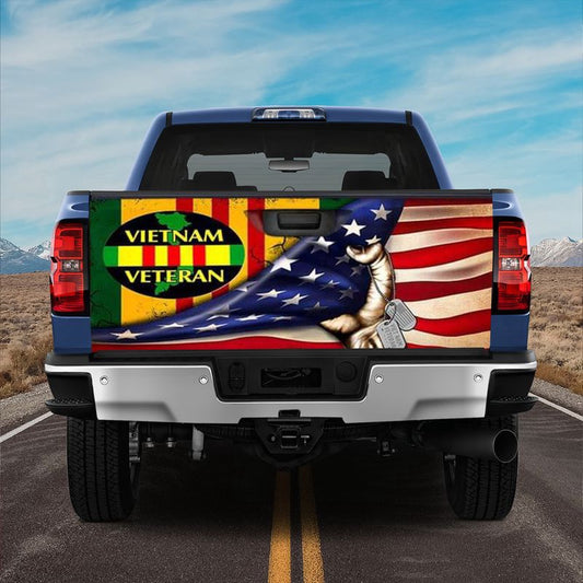 Military Car Wrap, Vietnam Vetran Truck Tailgate Decal Soldier Patriotic Day Gift Decor