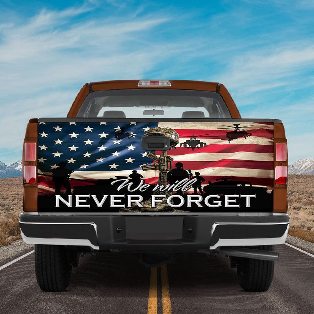 Military Car Wrap, We Will Never Forget Tailgate Wrap American Military Graphic Wraps Patriotic Car Accessories