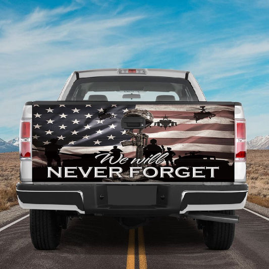 Military Car Wrap, We Will Never Forget Veteran's Day Tailgate Wrap Decal American Veteran Truck Decor