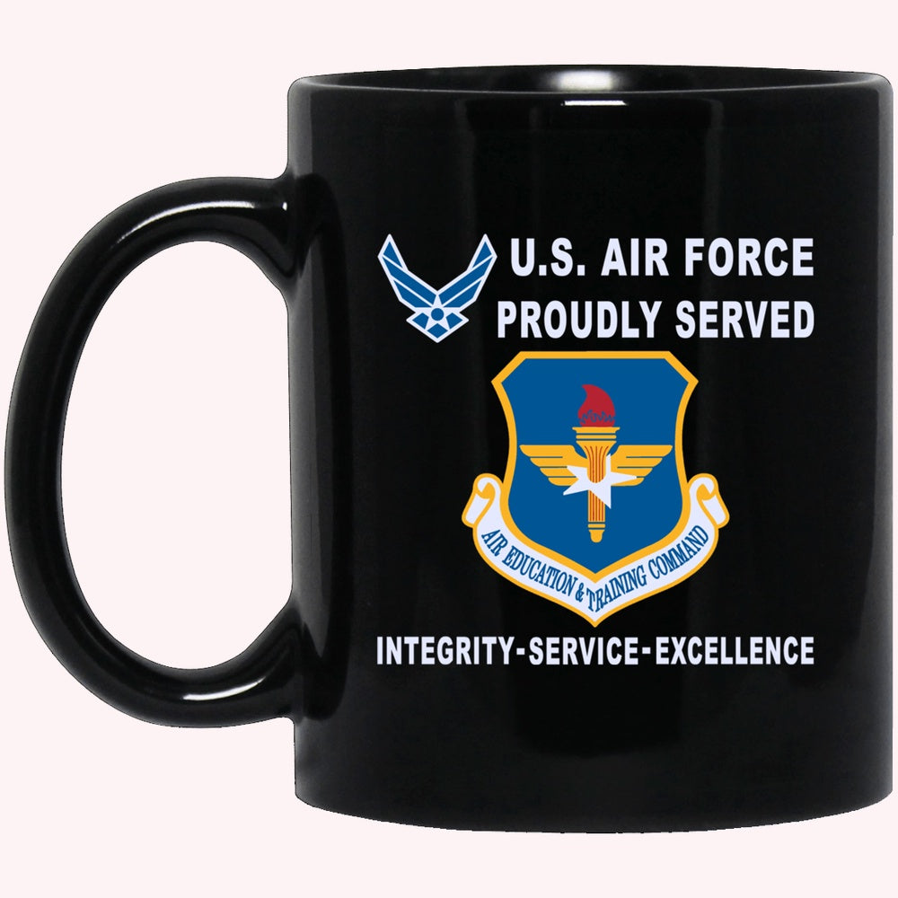 Military Coffee Mugs, US Air Force Air Education and Training Command Proudly Served-D04 Black Mug