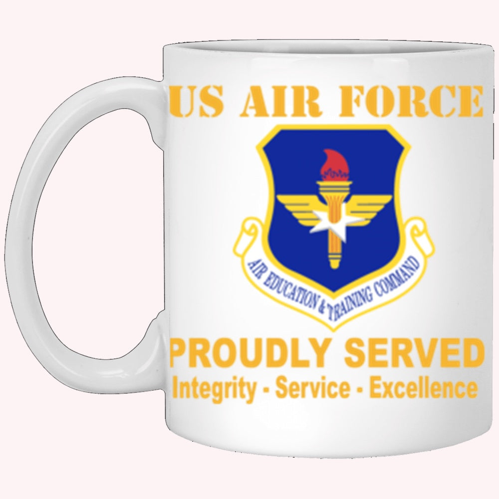 Military Coffee Mugs, US Air Force Air Education and Training Command Proudly Served Core Values White Mug