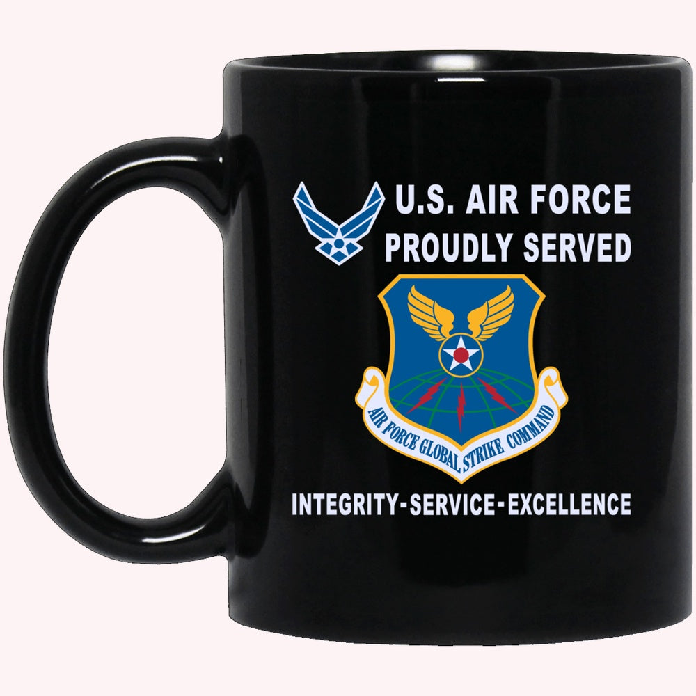 Military Coffee Mugs, US Air Force Air Force Global Strike Command Proudly Served-D04 Black Mug