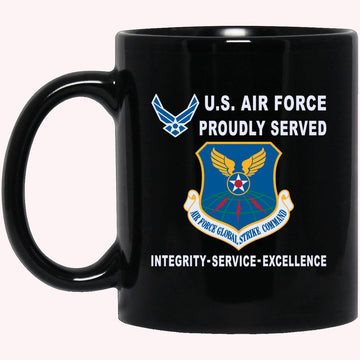 Military Coffee Mugs, US Air Force Air Force Global Strike Command Proudly Served-D04 Black Mug