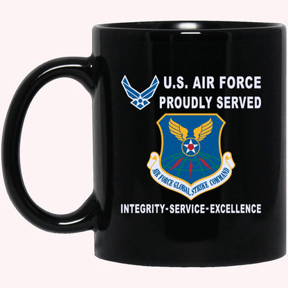 Military Coffee Mugs, US Air Force Air Force Global Strike Command Proudly Served-D04 Black Mug