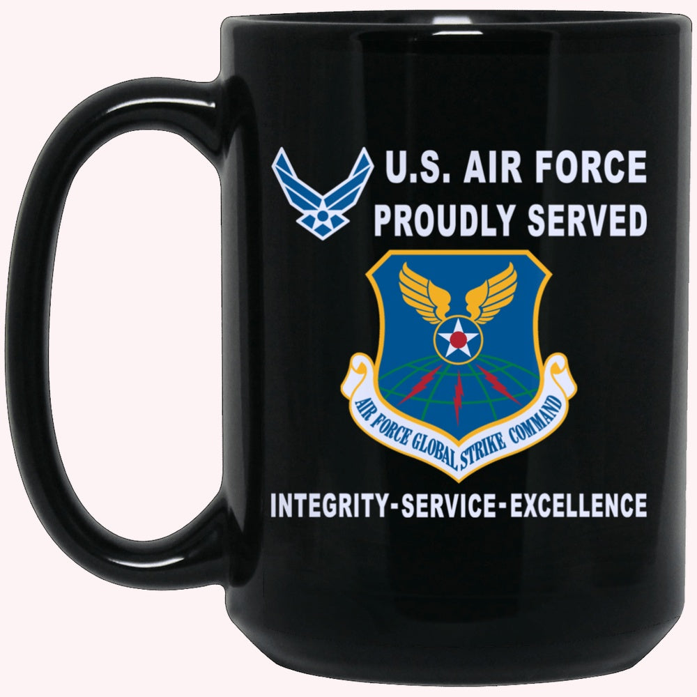 Military Coffee Mugs, US Air Force Air Force Global Strike Command Proudly Served-D04 Black Mug